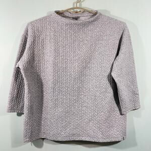 T by Talbots Grey Silver Blend Quilted Quarter Sleeve Boat Neck Sweater Size 3X